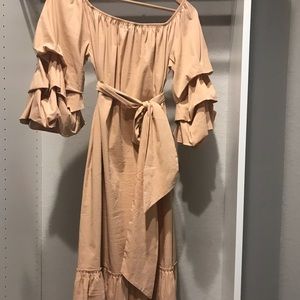 Zara Off Shoulder ruffle sleeve Midi Dress